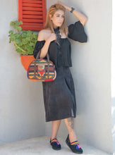 Load image into Gallery viewer, Kardashii traditional hand weaved ethnic antique bag handmade cotton fabric fashionable chic on-trend purse kilim rug bag kardashian kim kylie