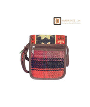 Load image into Gallery viewer, kardashii antique Vintage Jajim compartments and outside pocket fashionable roomy on-trend Purse Kilim Rug Bag Kardashian Kim Kylie