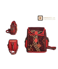 Load image into Gallery viewer, Kardashii Beautiful Moroccan Rug Backpack Made from Old Kilim Carpet and roomy interior for Travel and Beyond Kardashian kim kylie