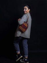 Load image into Gallery viewer, Kardashii Antique Retro-Chic Handmade Colorful Antique Kilim Carpet Top Handle Backpack Gift Kardashian Kim Kylie