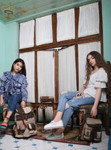 Load image into Gallery viewer, Kardashii Antique Retro-Chic Handmade Colorful Antique Kilim Carpet Top Handle Backpack Gift Kardashian Kim Kylie