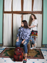 Load image into Gallery viewer, kardashii antique Vintage Jajim Turkish Rug Top Handle fashionable roomy on-trend Purse Kilim Rug Bag Kardashian Kim Kylie