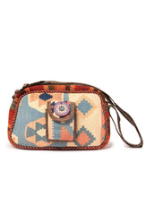 Load image into Gallery viewer, Kardashii traditional hand weaved ethnic antique bag handmade cotton fabric fashionable chic on-trend purse kilim rug bag kardashian kim kylie