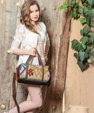 Load image into Gallery viewer, kardashii Vintage Turkish Rug Top Handle fashionable roomy on-trend Kilim Rug Bag Kardashian Kim Kylie