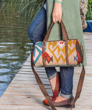 Load image into Gallery viewer, kardashii Vintage Turkish Rug Top Handle fashionable roomy on-trend Kilim Rug Bag Kardashian Kim Kylie