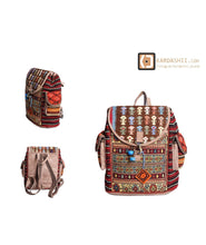 Load image into Gallery viewer, Kardashii street wears representative gift carpetbag handmade traditional geometric unique bag functional, spun wool and yarns uniqueness Kardashian kim kylie