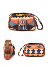 Load image into Gallery viewer, Kardashii traditional hand weaved ethnic antique bag handmade cotton fabric fashionable chic on-trend purse kilim rug bag kardashian kim kylie
