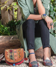 Load image into Gallery viewer, Kardashii durable leather antique vintage bag handmade design fashionable chic on-trend purse kilim rug bag Kardashian kim kylie
