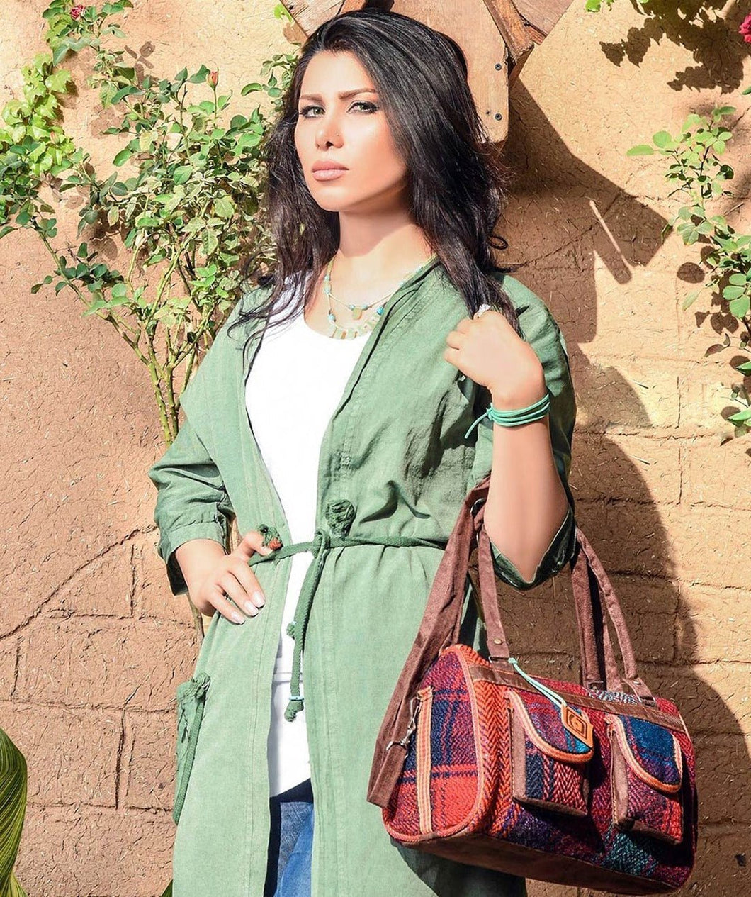 Kardashii Luxury Hand-Woven Kilim Carpet Backpack Bag with Natural Colors and Traditional Design Kardashian kim kylie
