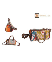 Load image into Gallery viewer, kardashii Vintage Turkish Rug Top Handle fashionable roomy on-trend Kilim Rug Bag Kardashian Kim Kylie
