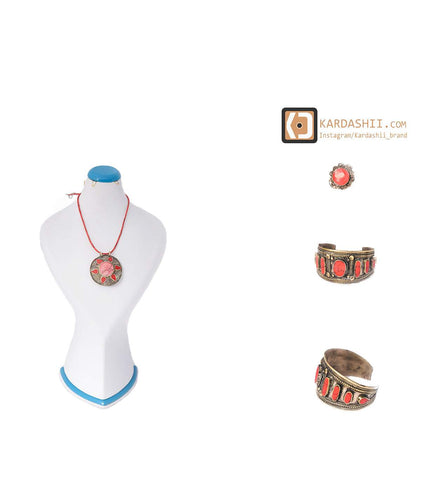 Kardashii Women's Classic turquoise Style functional Colorful necklace, ring, and bracelet Evokes a Fine Lifestyle Kardashian Kim Kylie