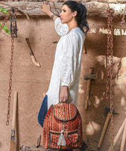 Load image into Gallery viewer, Kardashii Fabulous Unique Hand-Woven Backpack Made by Hand Spun Wool and Yarns Durable Cotton Fabric and Leather Kardashian kim kylie
