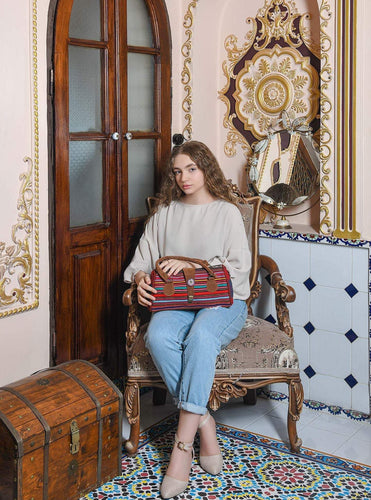 kardashii Vintage Turkish Rug Top Handle fashionable roomy on-trend Kilim Rug Bag Kardashian Kim Kylie