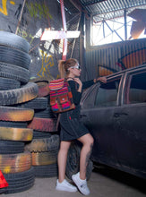 Load image into Gallery viewer, Kardashii Antique Retro-Chic Handmade Colorful Antique Kilim Carpet Top Handle Backpack Gift Kardashian Kim Kylie
