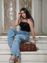 Load image into Gallery viewer, kardashii Ethnic antique Vintage Turkish Rug Top Handle new design fashionable chic on-trend Purse Kilim Rug Bag Kardashian Kim Kylie
