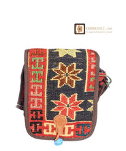 Load image into Gallery viewer, kardashii antique Vintage Jajim compartments and outside pocket fashionable roomy on-trend Purse Kilim Rug Bag Kardashian Kim Kylie

