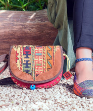 Load image into Gallery viewer, Kardashii durable leather antique vintage bag handmade design fashionable chic on-trend purse kilim rug bag Kardashian kim kylie
