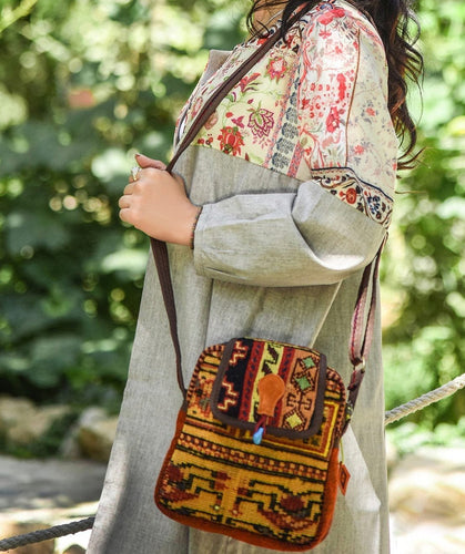 Kardashii Chic exquisitely fashioned Carpet Backpack with Geometric Design Panels Hand-Knotted Rug  Kardashian Kim Kylie
