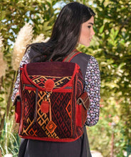 Load image into Gallery viewer, Kardashii Beautiful Moroccan Rug Backpack Made from Old Kilim Carpet and roomy interior for Travel and Beyond Kardashian kim kylie
