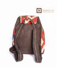 Load image into Gallery viewer, Kardashii Antique Retro-Chic Handmade Colorful Antique Kilim Carpet Top Handle Backpack Gift Kardashian Kim Kylie
