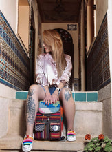 Load image into Gallery viewer, Kardashii Antique Retro-Chic Handmade Colorful Antique Kilim Carpet Top Handle Backpack Gift Kardashian Kim Kylie
