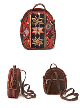 Load image into Gallery viewer, Kardashii Chic Hand-Woven Kilim Top Handle Carpet Backpack with Geometric Design Panels Hand-Knotted Rug  Kardashian Kim Kylie
