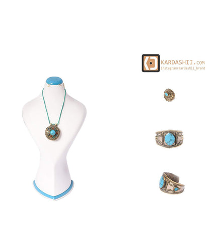 Kardashii Women's Classic turquoise Style functional Colorful necklace, ring, and bracelet Evokes a Fine Lifestyle Kardashian Kim Kylie