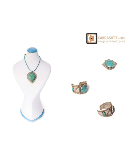 Kardashii Women's Classic turquoise Style functional Colorful necklace, ring, and bracelet Evokes a Fine Lifestyle Kardashian Kim Kylie