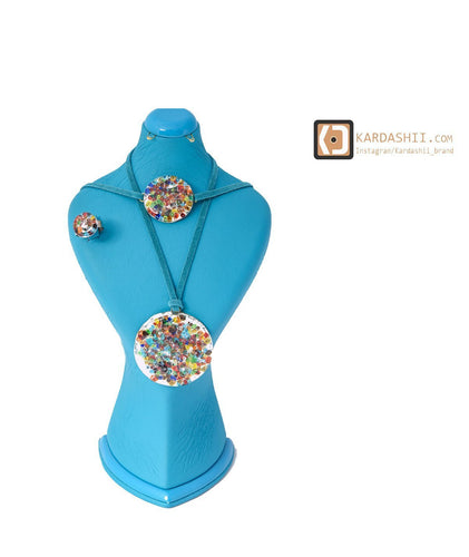 Kardashii Women's Classic turquoise Style functional Colorful necklace, ring, and bracelet Evokes a Fine Lifestyle Kardashian Kim Kylie
