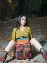 Load image into Gallery viewer, Kardashii Antique Retro-Chic Handmade Colorful Antique Kilim Carpet Top Handle Backpack Gift Kardashian Kim Kylie
