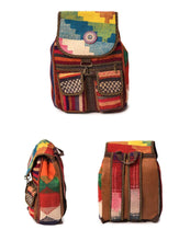 Load image into Gallery viewer, Kardashii Antique Retro-Chic Handmade Colorful Antique Kilim Carpet Top Handle Backpack Gift Kardashian Kim Kylie
